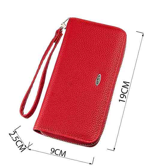 Кошелек женский на одну молнию из экокожи флотар Красный (KIVI) Киев