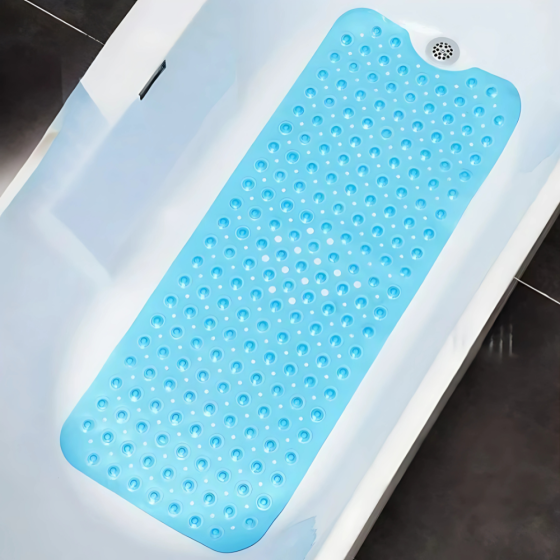 Килимок для ванної кімнати та душу атиковзкий, для тіла масажний силіконовий з присосками, синій, 40х100 см Кам'янець-Подільський