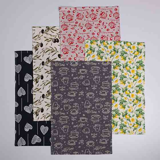 Набор махровых полотенец с принтом 40х60 см 5шт 300г/м2 GM Textile (5 цветов) Сумы