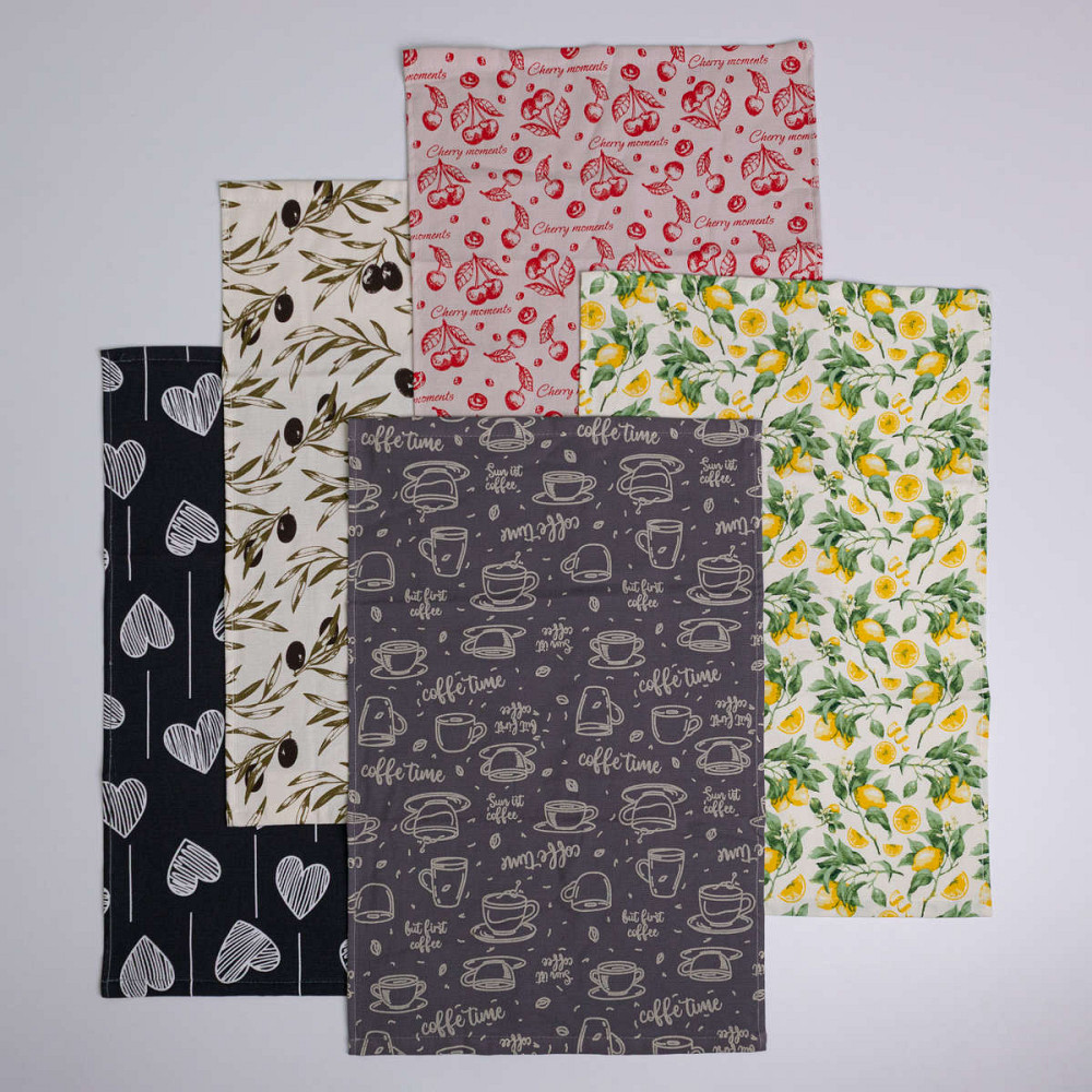 Набор махровых полотенец с принтом 40х60 см 5шт 300г/м2 GM Textile (5 цветов) Сумы - изображение 1