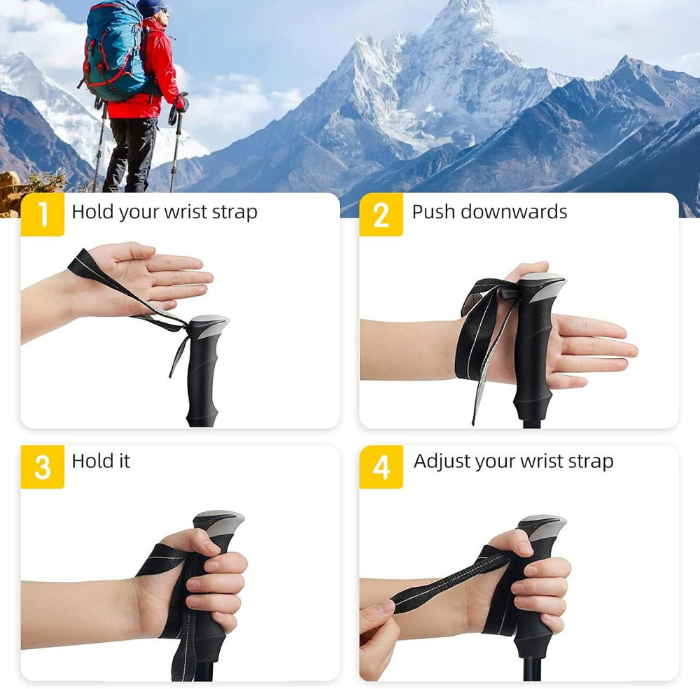 Легка складана трекінгова палка HUGSEE з алюмінію для жінок і чоловіків, EVA ручка, чохол та аксесуари Київ - фото 3