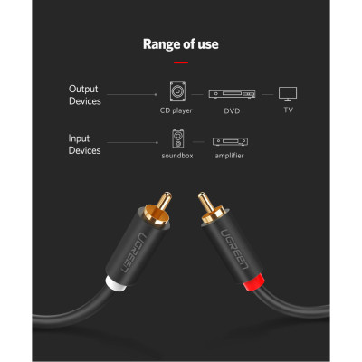 Кабель мультимедийный 2xRCA M to 2xRCA M 3.0m AV104 black Ugreen (10519) Винница - изображение 3