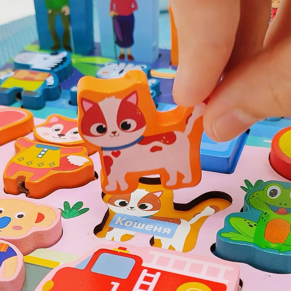 Дерев'яна іграшка Tree Toys Багатофункціональна дошка магнітна рибалка цифри тварини та інше Розумники (MD 0816) Чернігів - фото 7