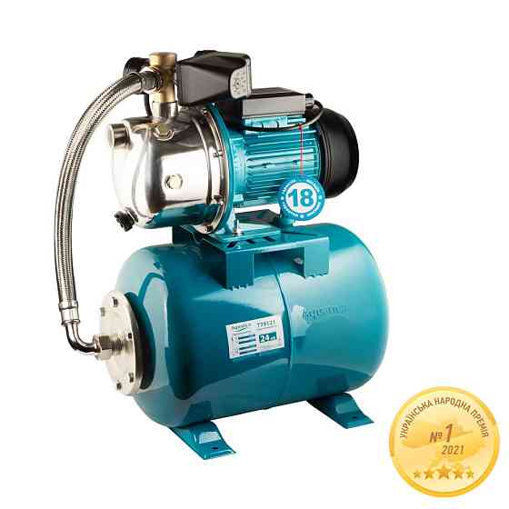 Aquatica Станция 1.1кВт Hmax 50м Qmax 60л/мин (самовсасывающий насос нерж) 24л Украина AQUATICA Коломыя