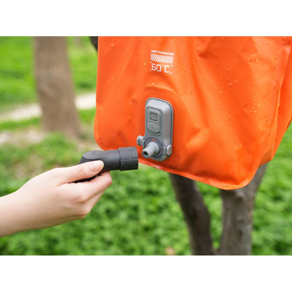 Контейнер для воды с насосом и душевой лейкой Flextail Tiny Shower Bag, 20л, оранжевый Киев - изображение 5
