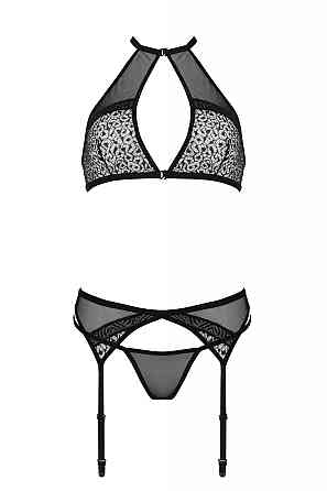 Комплект белья с поясом для чулков SATARA SET black S/M - Passion Sex Aura Киев