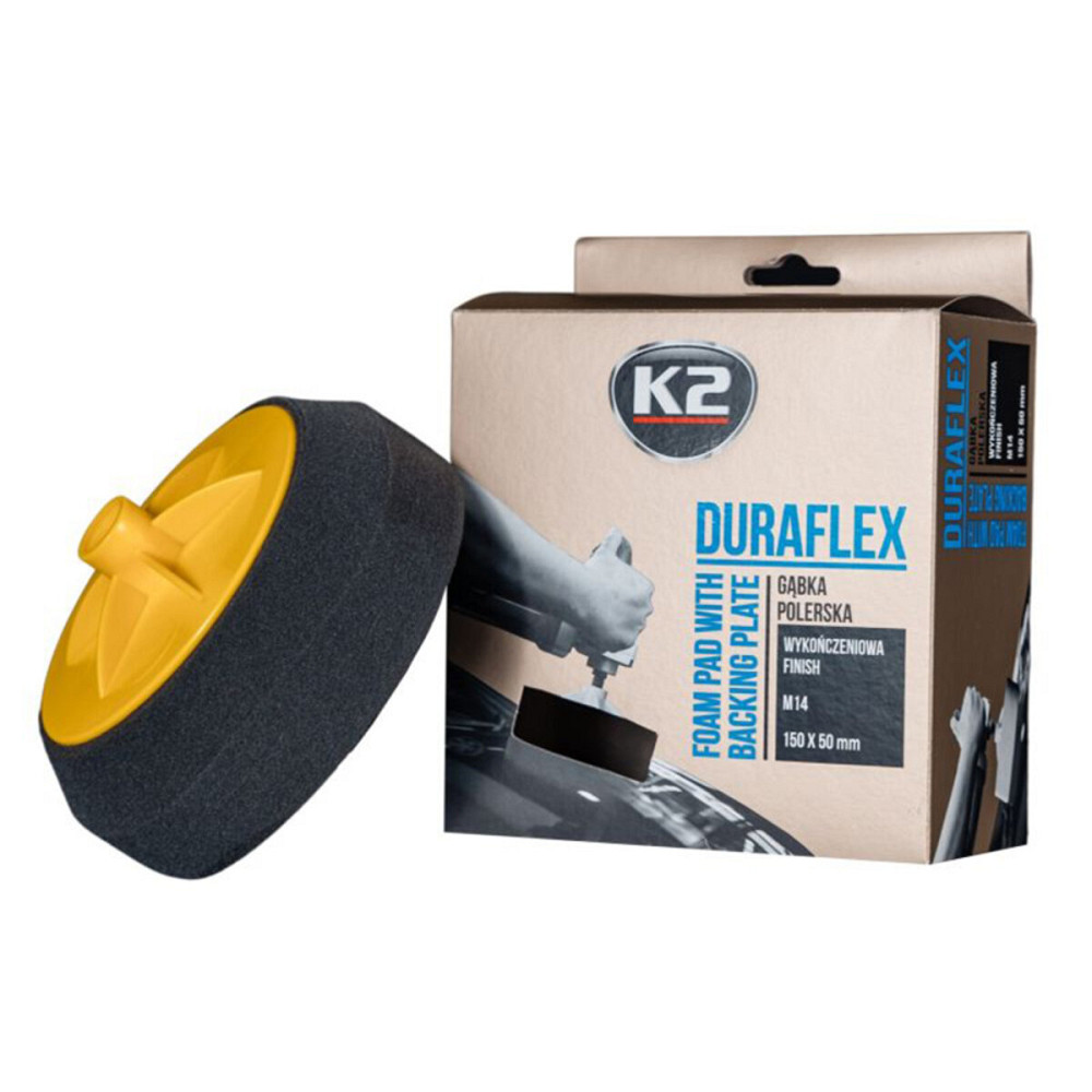 Губка полірувальна K2 Duraflex фінішна для лакофарбових покриттів 150х50мм чорна Київ - фото 1
