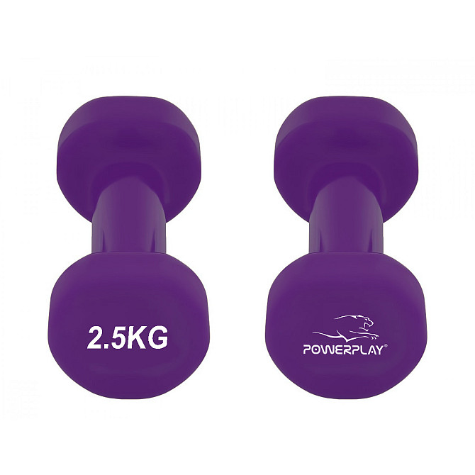 Гантелі вінілові PowerPlay 4125 Achilles 2*2.5 кг. Фіолетові (пара - 2шт.) + Резинка для фітнесу 7,5 Каменское - изображение 7