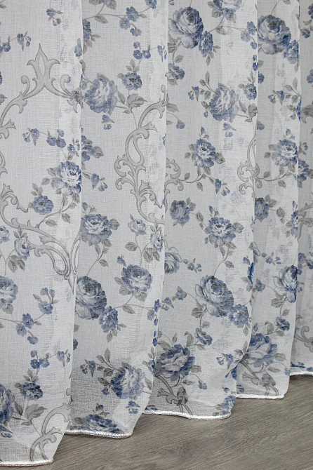 Тюль VR-Textil 416т Flora Батист Білий з сіро-блакитним 500х270 см (42-0828) Київ - фото 8