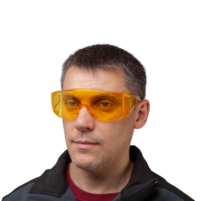 Окуляри захисні, жовті, лінзи полікарбонат, заушники полікарбонат, захист від удару, оптичний клас 1 INTERTOOL SP-0082 Киев - изображение 5