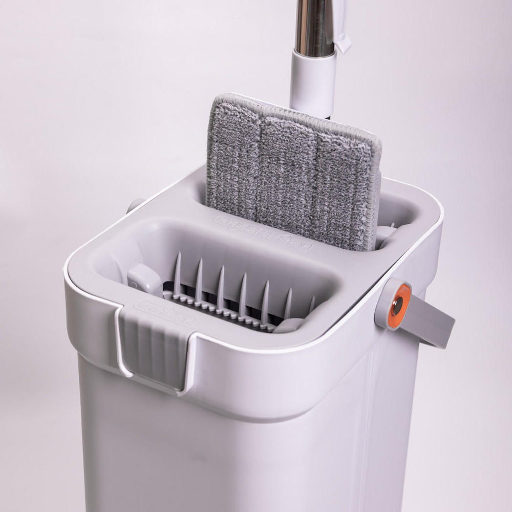 Набір для прибирання з плоскою шваброю та двосекційним відром з віджимом, насадка з мікрофібри, компактний HP-35015-19 Коломия - фото 8