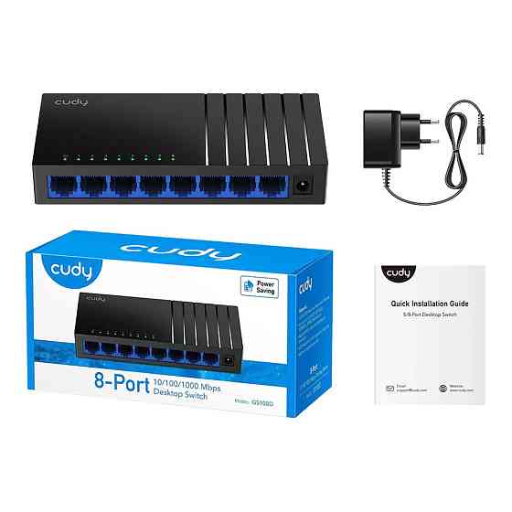 Комутатор Cudy GS108D некерований гігабітний 8-портовий Чорний Вінниця