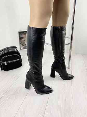 Nivelle Чоботи жіночі NIVELLE чорні натуральна шкіра висота 37см обхват 34-36см каблук 10см (29 Коломыя