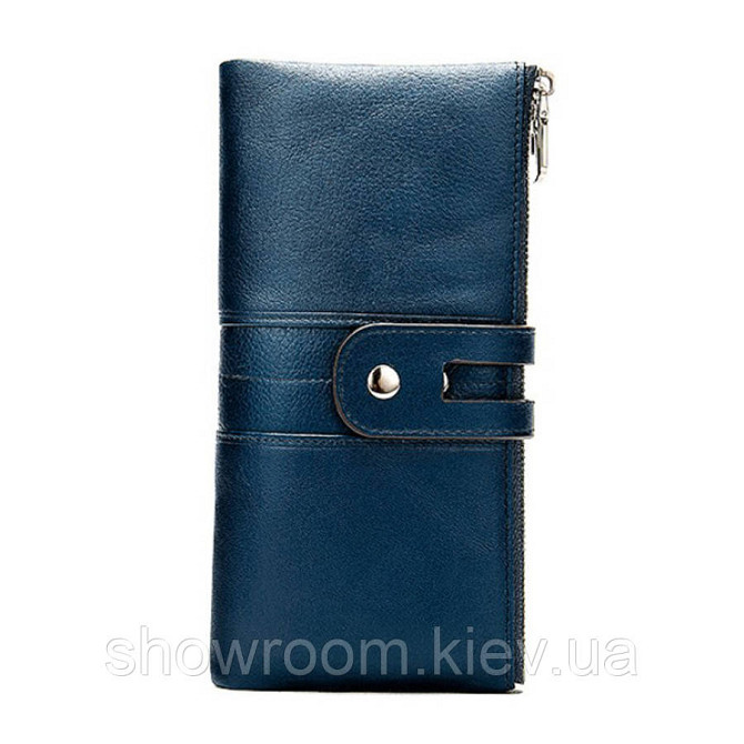 Женский кожаный синий кошелек Leather Collection (8560) Киев - изображение 2