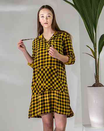 Жіноча туніка з капюшоном в клітку Nicoletta 92140 Гірчичний, M Київ