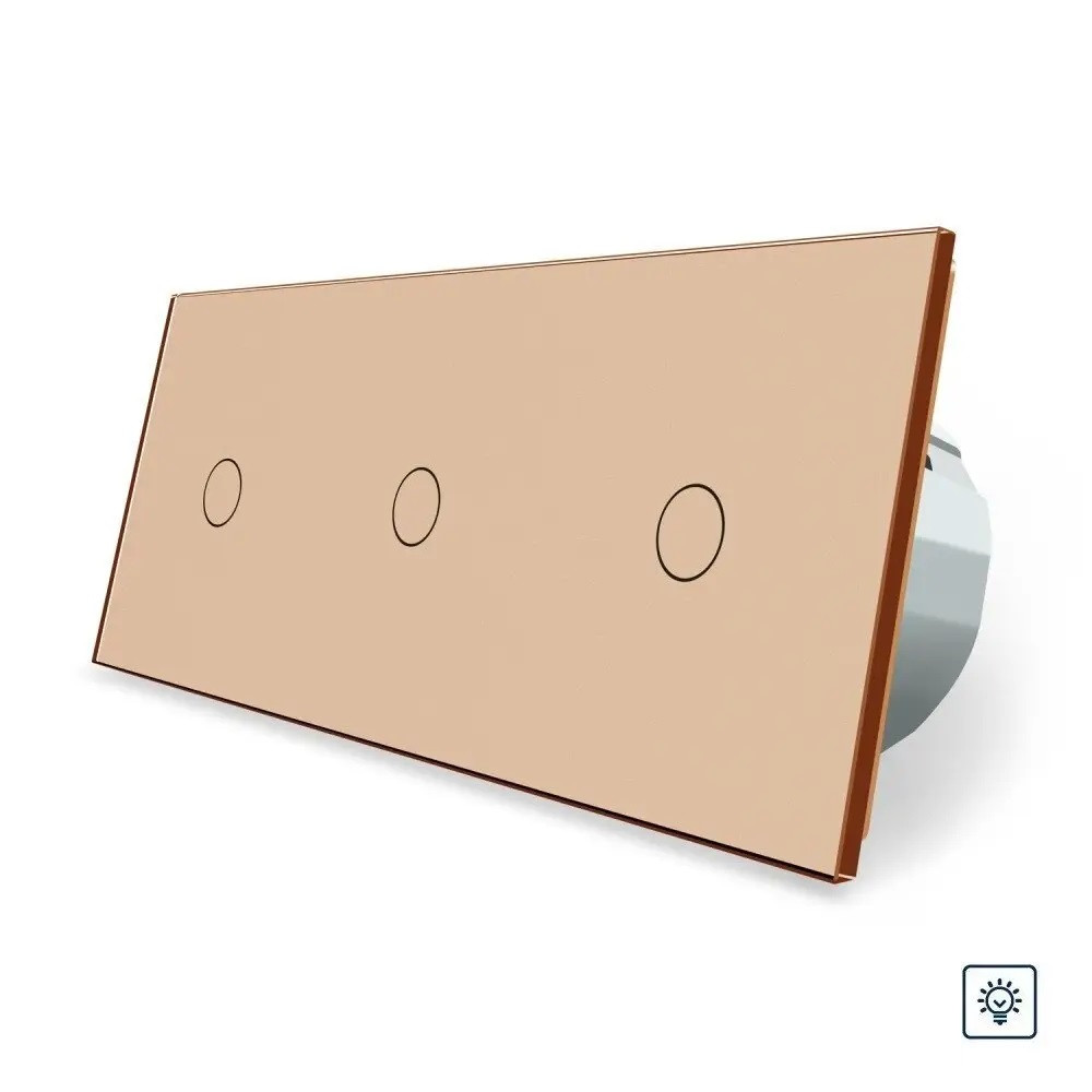 LIVOLO Сенсорний диммер 3 сенсора (1-1-1) Livolo золото скло (VL-C701D/C701D/C701D-13) Коломыя - изображение 1