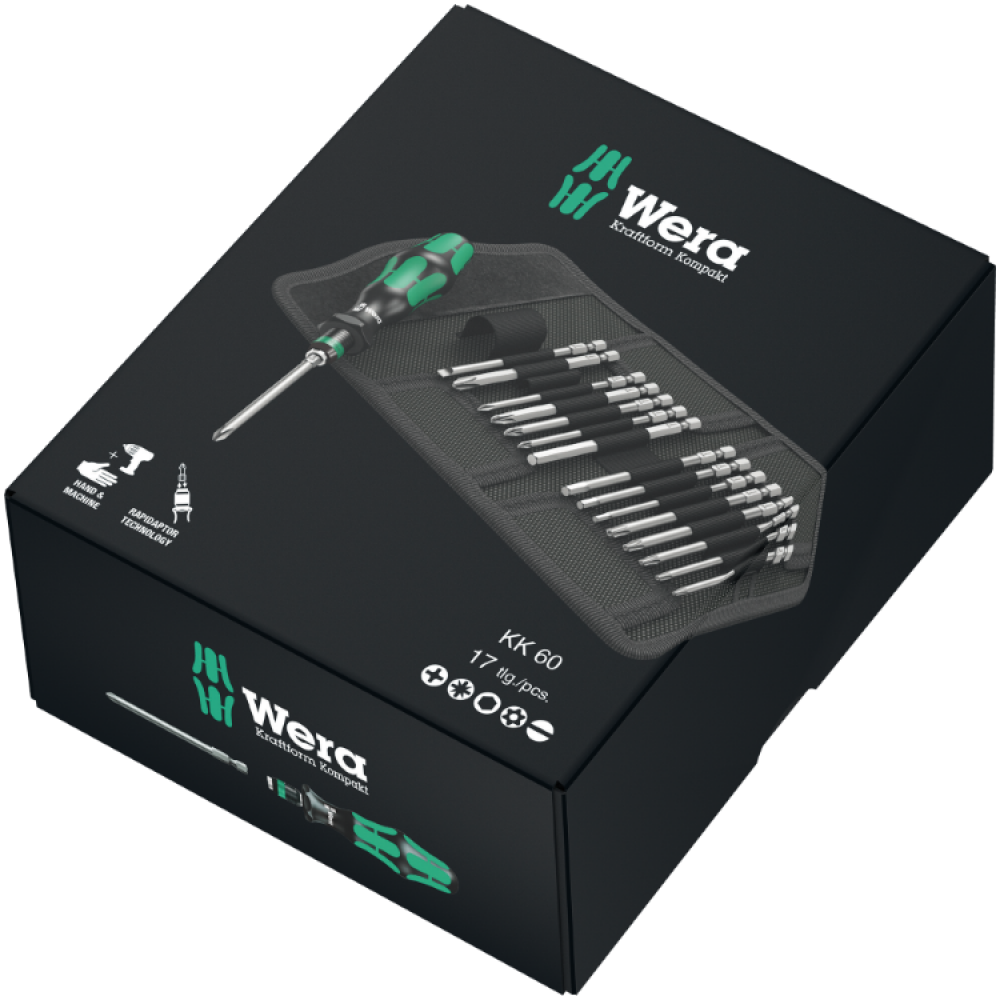 Отвертка Wera Kraftform набор 17шт, битодержатель 1/4