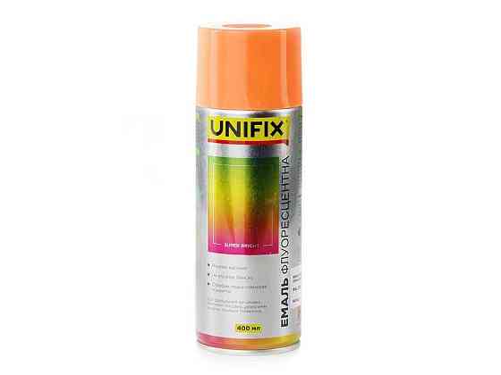 Фарба аерозольна 400мл помаранчевий акрилова флуоресцентна RAL 2005 ТМ UNIFIX Київ