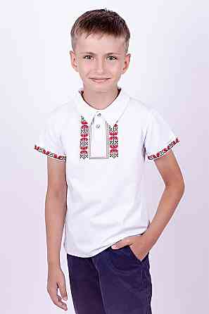 Вышиванка для мальчика, короткий рукав, белая, р.140 топ Киев