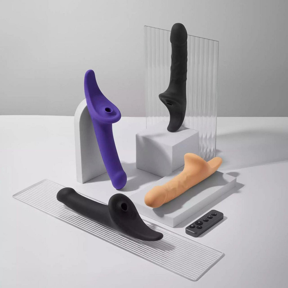 Вибронасадка для страпона с вакуумной стимуляцией Strap-On-Me Multi Orgasm Realistic Dildo L Black Sex Aura Киев - изображение 9
