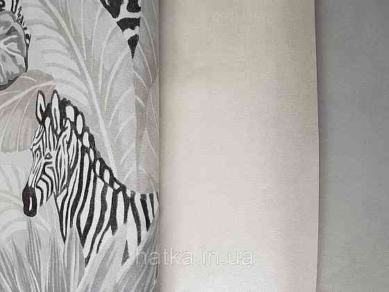 Шпалери флізелінові Decoprint Good Vibes 0.53х10 молодіжні дитячі тварини тигри жирафи поні рослини сірі Київ