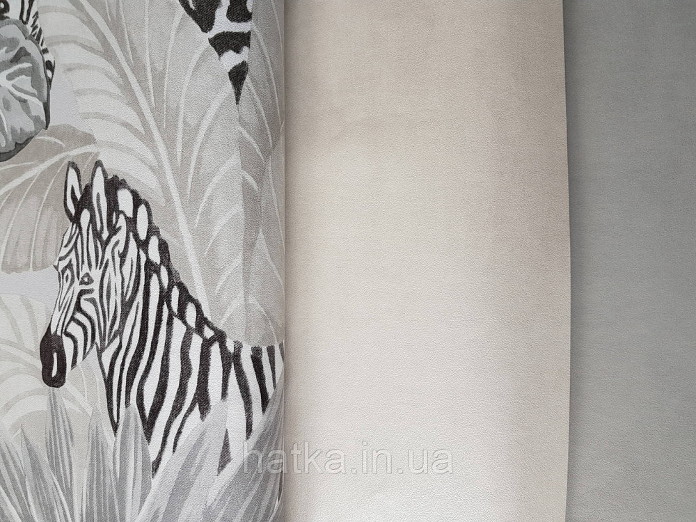 Обои флизелиновые Decoprint Good Vibes 0.53х10 молодежные детские животные тигры жирафы пони растения серые Киев - изображение 2