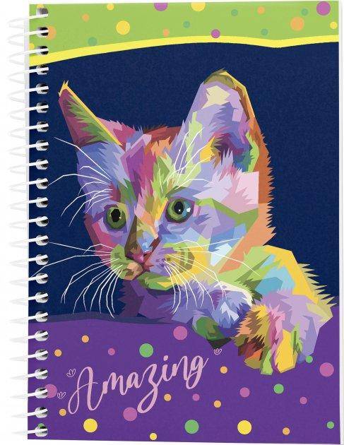 Блокнот "Аркуш" А5, 96арк, кліт, біч. спір, м'яка карт.обкл, 1В2251 Amazing cat 1/10, шт Київ - фото 1