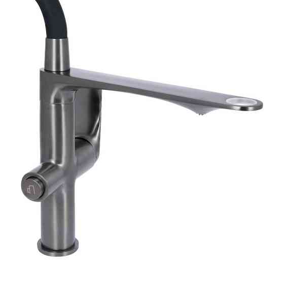 Смеситель для кухни Qtap Vlasta New с гибким изливом и подключением к фильтру QTVLA364GMB45649 графит/черный Киев