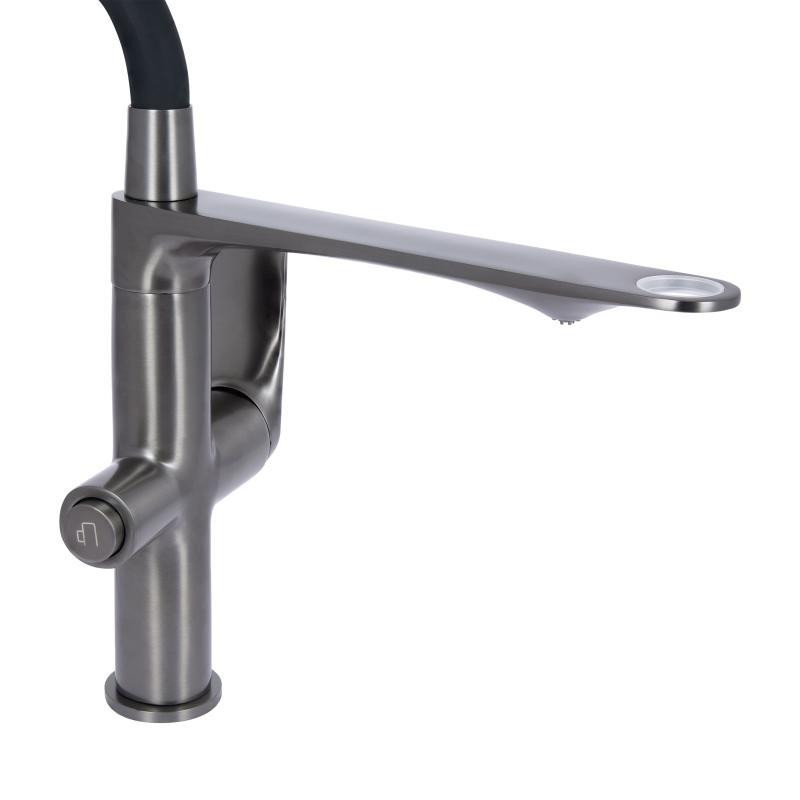 Змішувач для кухні Qtap Vlasta New з гнучким виливом і під'єднанням до фільтру QTVLA364GMB45649 графіт/чорний Київ - фото 3