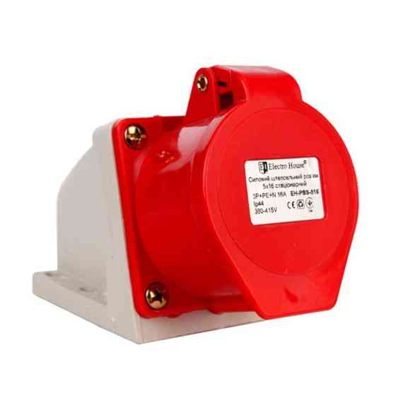 Разъем силовой штепсельный стационарный 5x16 3P+PE+N, 16А, 380-415 В, IP44 Днепр
