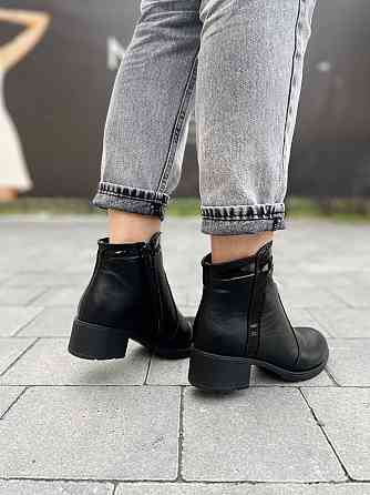Черевики жіночі HD чорні натуральна шкіра зима висота 10 см обхват 24 см (2098) 38р. Коломия