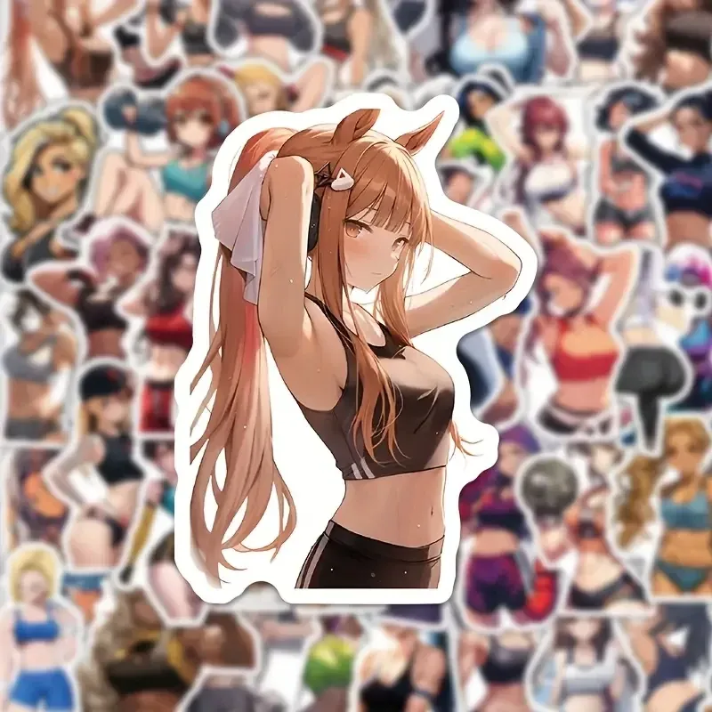 Набор стикеров 50 штук фитнес девушки ПВХ для декора ноутбука телефона блокнота Киев - изображение 1