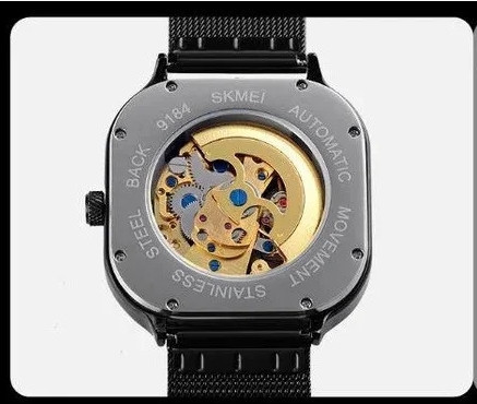 Чоловічий механічний годинник Skmei 9184 скелетон (Чорний) Вінниця - фото 7