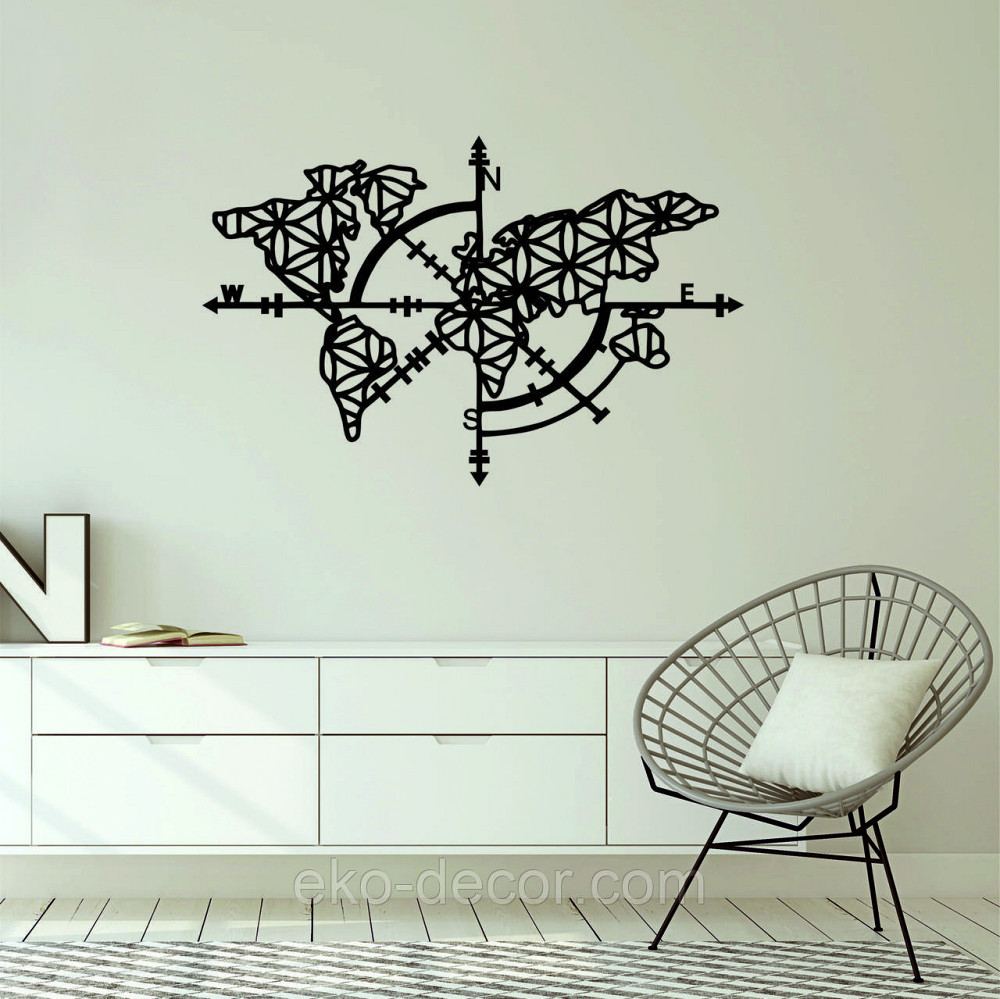 Декоративне настінне 3D Панно «Карта Компас», Декор на стіну з об'ємом Київ - фото 7