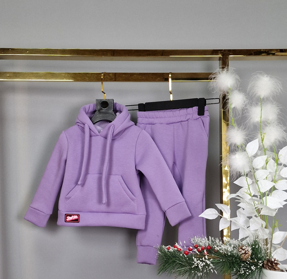 Детский теплый сиреневый спортивный костюм для девочек 3нитка флис  92,104 Николаев - изображение 1