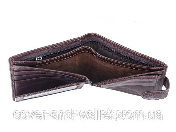 Чоловічий шкіряний гаманець на кнопці коричневого кольору Boston Київ - фото 8