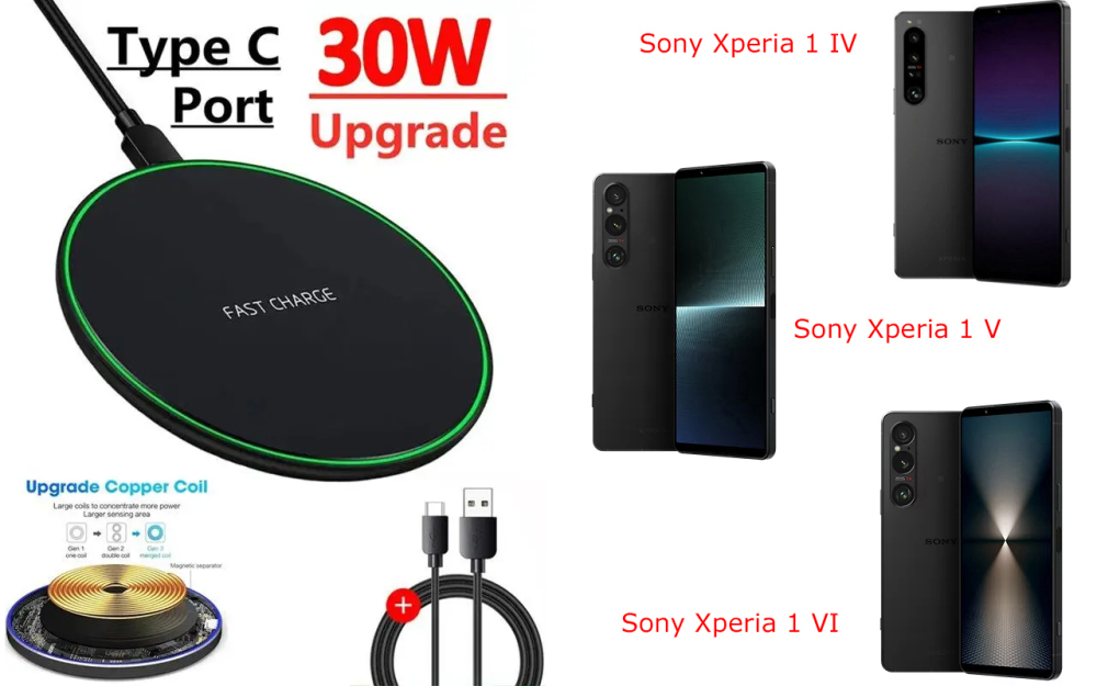 Бездротовий зарядний пристрій 30W для Sony Xperia 1 IV, Xperia 1 V, Xperia 1 VI Київ - фото 1