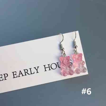 Детские серьги желейные мишки с блетсками розовый Киев