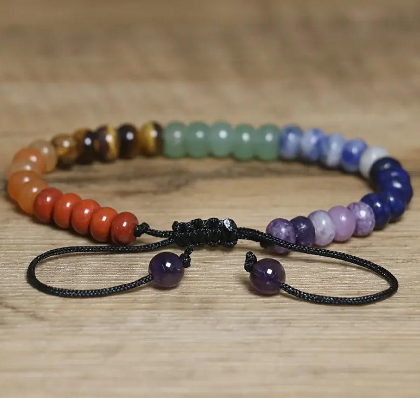 Браслет 7 Чакр із натуральних каменів, що регулюється – енергетичний браслет для гармонії та балансу Київ - фото 3