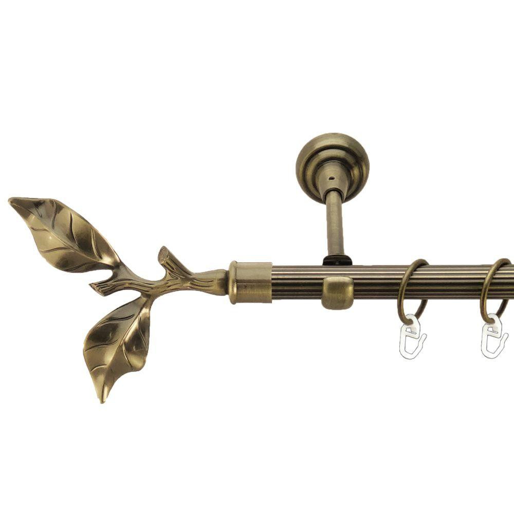 Карниз Orvit Листок Троянди металевий однорядний відкритий рифлена труба кільце металеве Антик 19 мм 200 см (00-00021972) Львів - фото 1