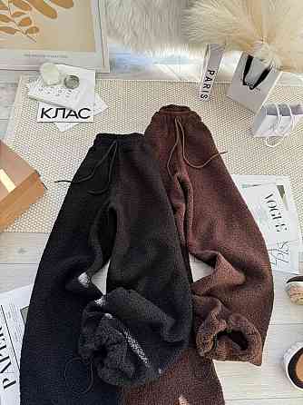 Жіночі прогулянкові теплі штани букле на флісі Чорний Одеса