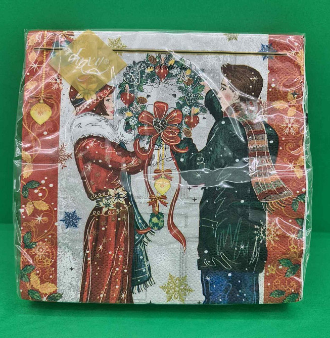 Новогодняя бумажная салфетка (ЗЗхЗЗ, 20шт) LuxyНГ Подготовка к Рождеству(1236) (1 пачка) Харьков - изображение 1