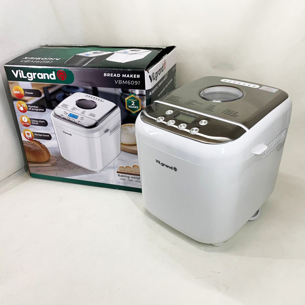 Настільна хлібопічка для дому ViLgrand VBM6091 600 Вт, 19 програм, Хлібопічка з РК-дисплеєм AJ-15 Київ - фото 2