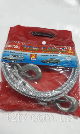Трос сталевий 2Т x8мм x3.6м TC-308 гачок Вінниця