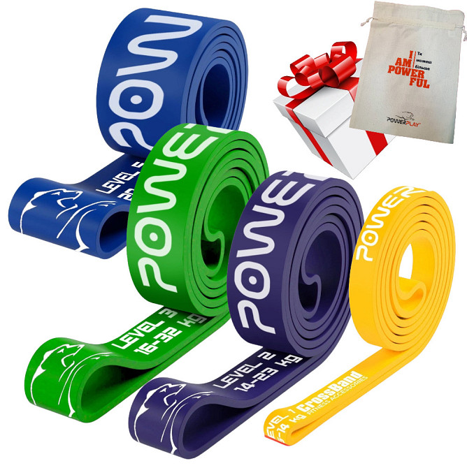 Эспандер петля (резинка для фитнеса и кроссфита) PowerPlay PP_0015 набор 4шт. сопротивление 5-45кг. (суммарно 114кг.) Киев - изображение 1