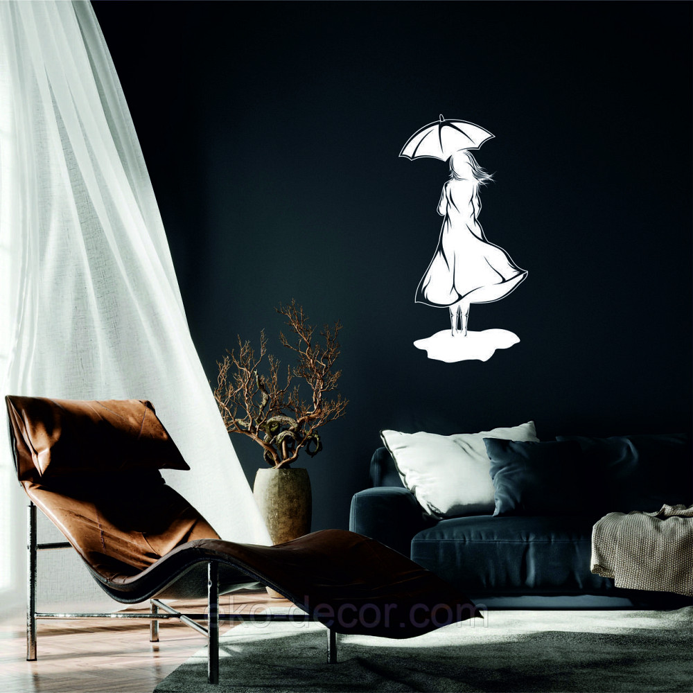 Декоративне настінне Панно «Дівчина з парасолькою», Декор на стіну 50*26 см, Білий Київ - фото 1