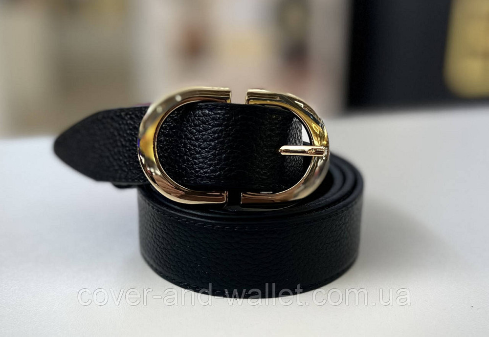 Классический кожаный женский ремень с золотистой пряжкой 30 мм PS Leather Киев - изображение 6