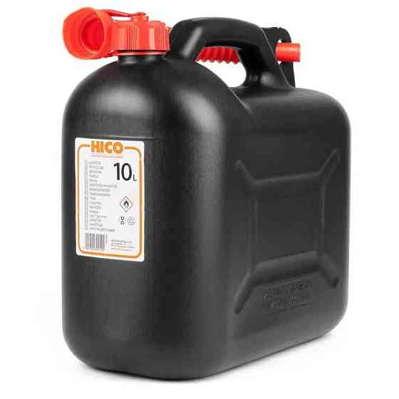 Каністра для палива з лійкою 10л чорна Hico (Польща) пластикова Винница