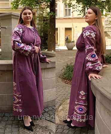 Жіноча вишита сукня на льоні Калейдоскоп 2XL-3XL Кривий Ріг