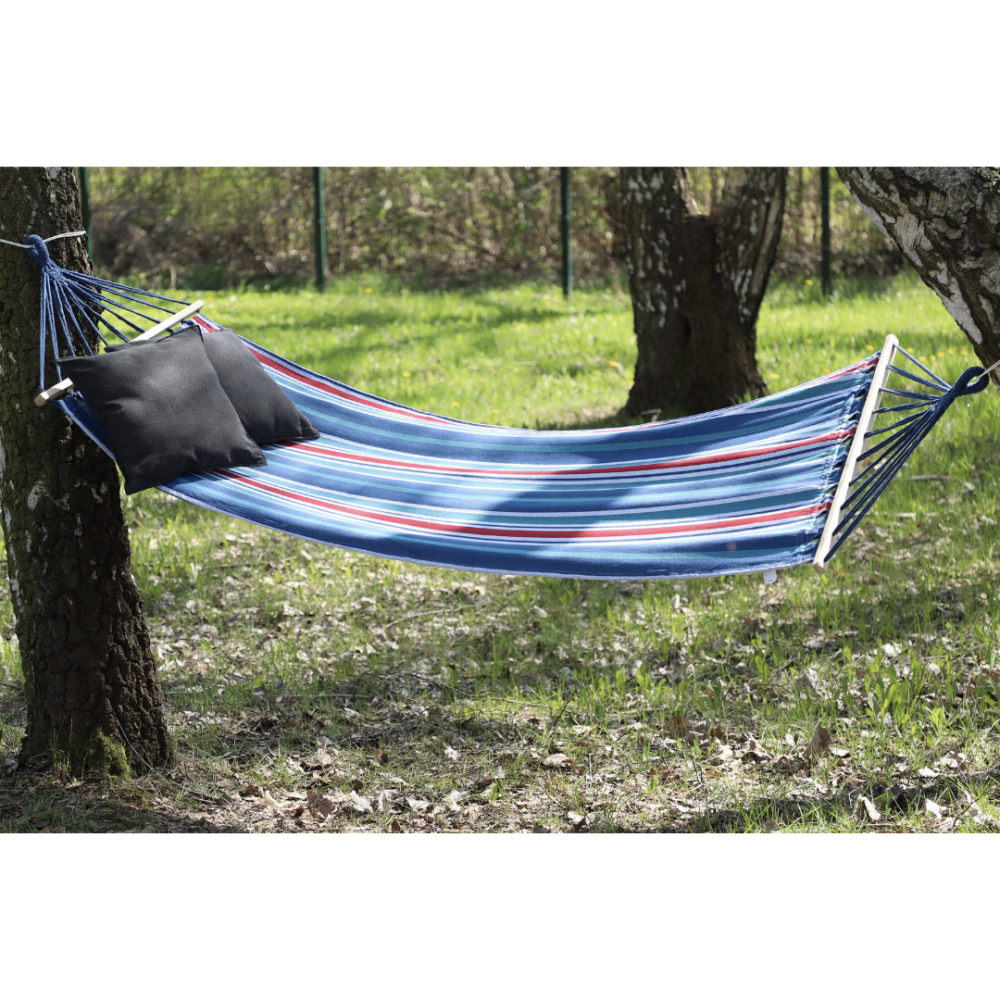 Гамак гавайський Jumi Garden тканинний з планкою синій із червоним Киев - изображение 10